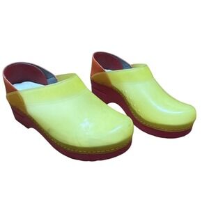 Dansko Professional Yellow Pink Orange Translucent Shoes Clogs Size US 7 EU 37
